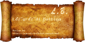 Légrádi Balbina névjegykártya